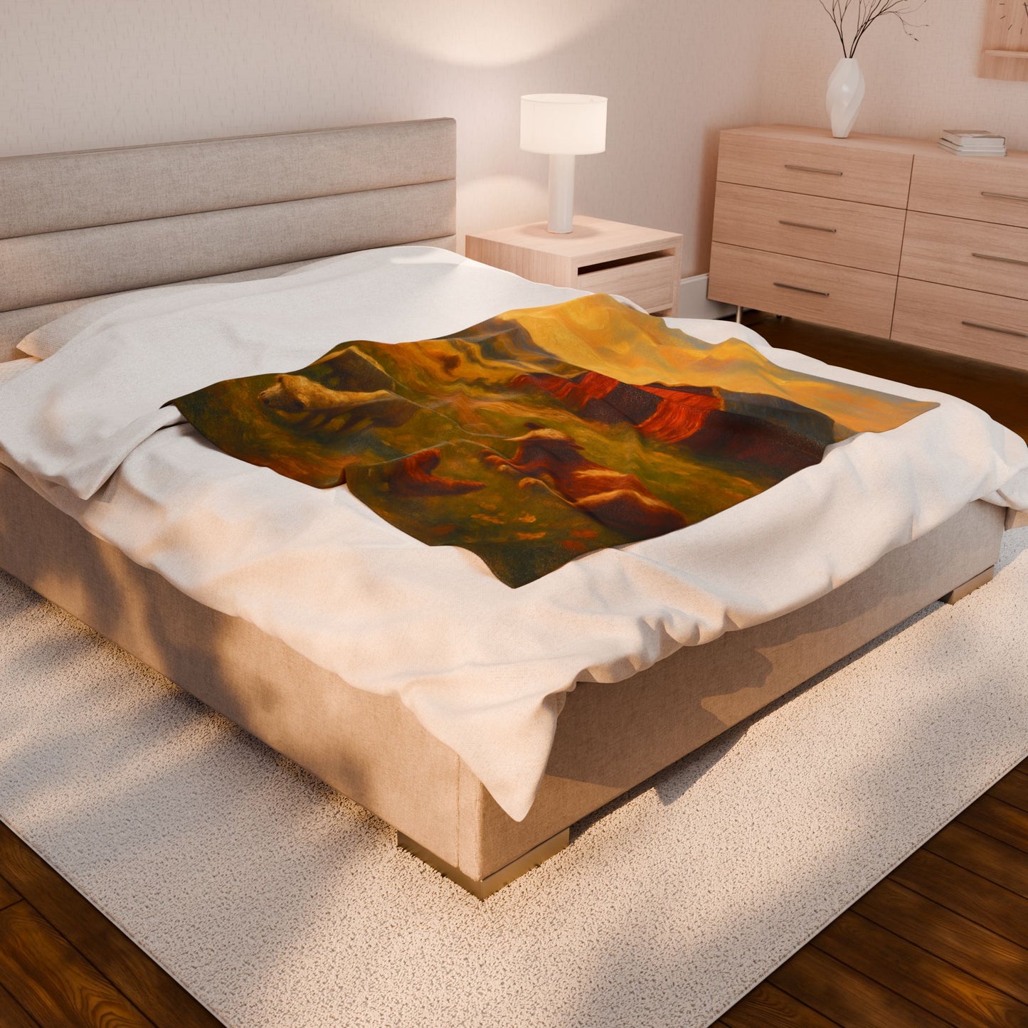 Cozy Farmhouse Velveteen Plush Blanket, Soft Warm Throw, Rustic Decor, Gift for Home, Farmhouse Bedding