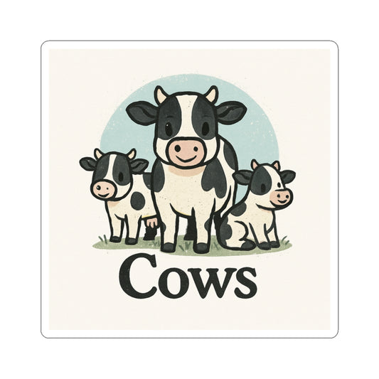 Cute Cow Kiss-Cut Stickers, Farmhouse Decor, Animal Lover Gift, Laptop Decor, Gift for Her, Kid's Room Decor