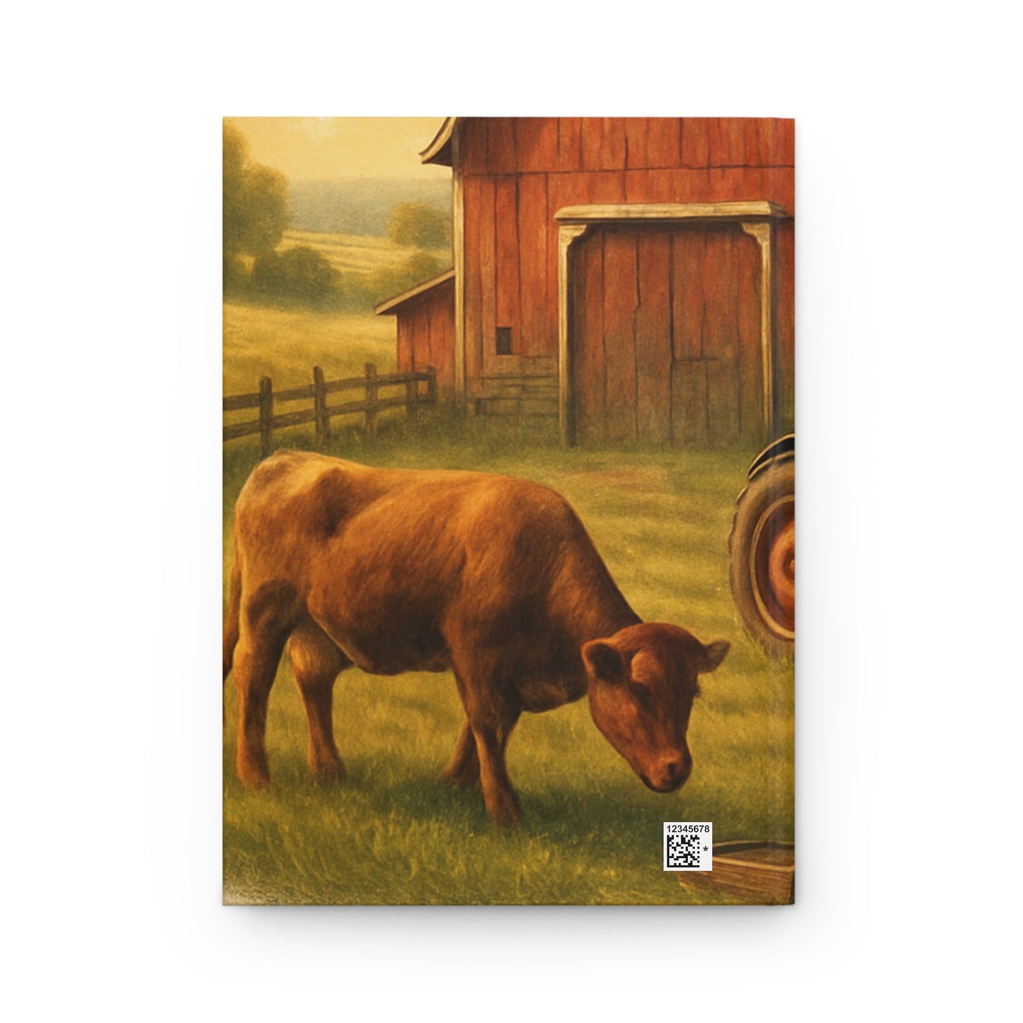 Rustic Farmhouse Hardcover Journal, Pastoral Note-taking, Farm Lover's Gift, Country Life Planner, Vintage Tractor Design
