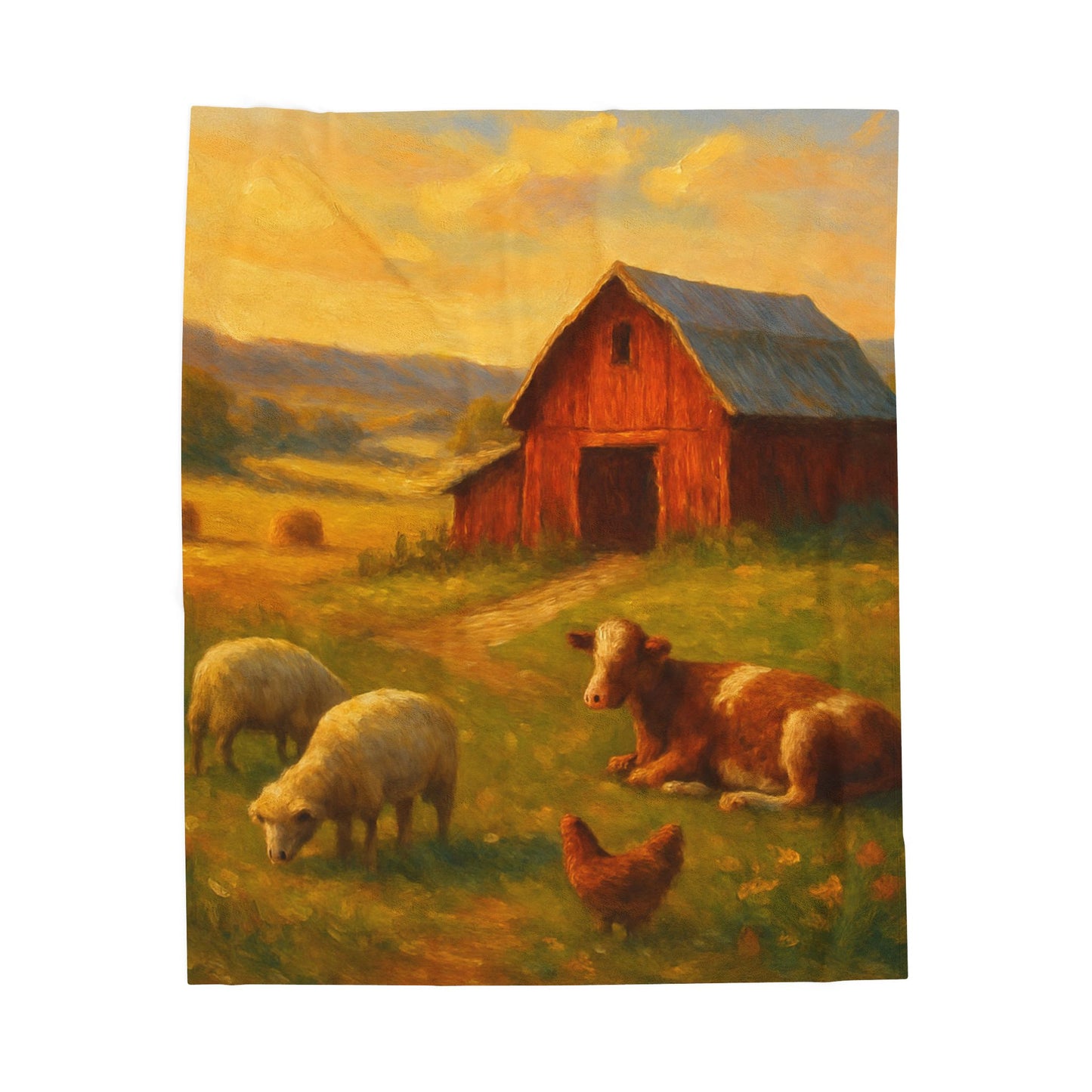 Cozy Farmhouse Velveteen Plush Blanket, Soft Warm Throw, Rustic Decor, Gift for Home, Farmhouse Bedding