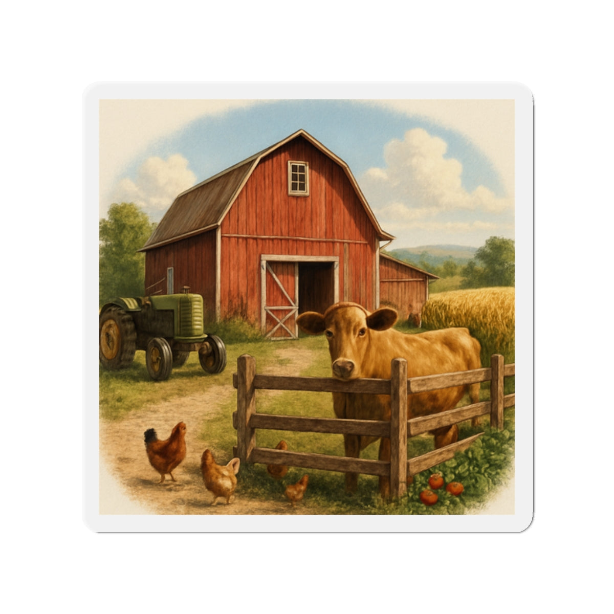 Charming Farmhouse Die-Cut Magnets – Rustic Home Decor, Refrigerator Magnet, Gift Idea, Country Animal Decor, Farmhouse Kitchen