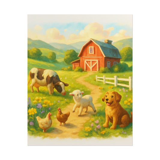 Farm Animal Rolled Posters, Vintage Farm Decor, Childrens Room Wall Art, Rustic Interior Design, Farmhouse Theme Prints